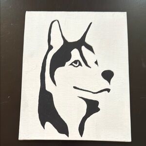 Black and White Husky Canvas Art